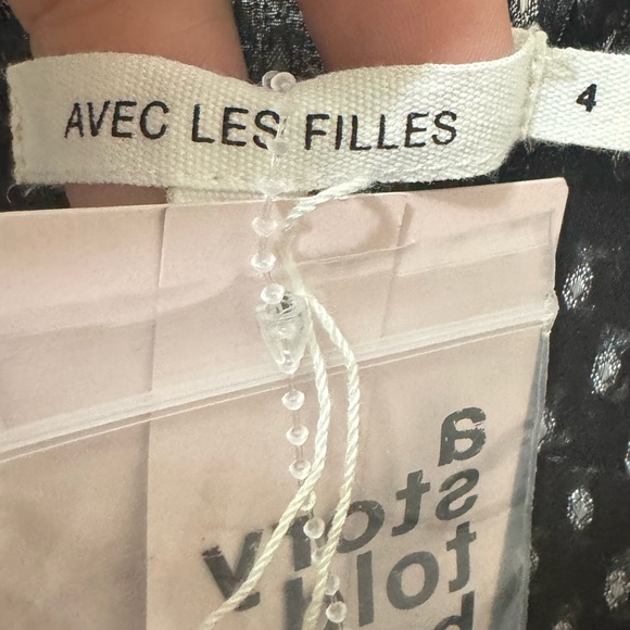 Avec Les Filles Black Polka Dot Midi Dress Size 4 - Picture 4 of 6